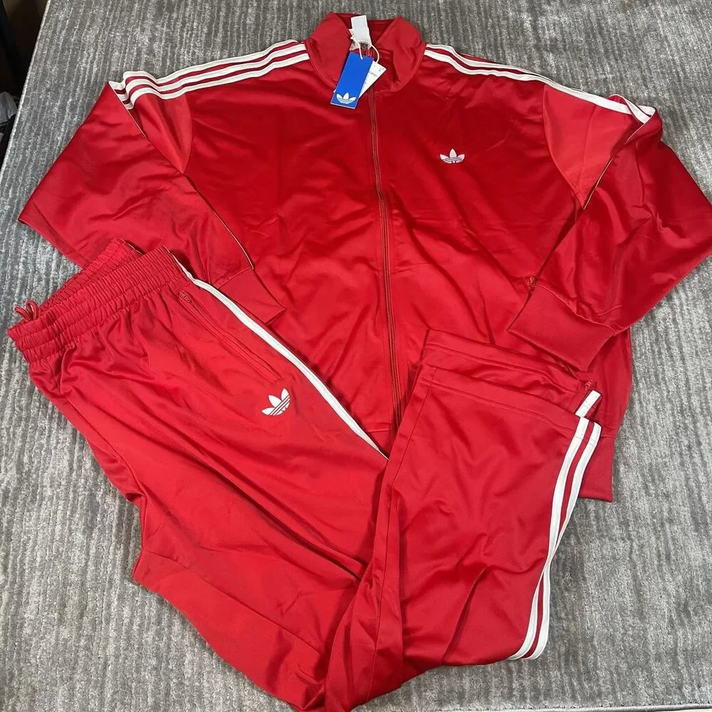 Adidas Originals Firebird Track Suit Mens XL Red 3-Stripes KD8307 KD8319